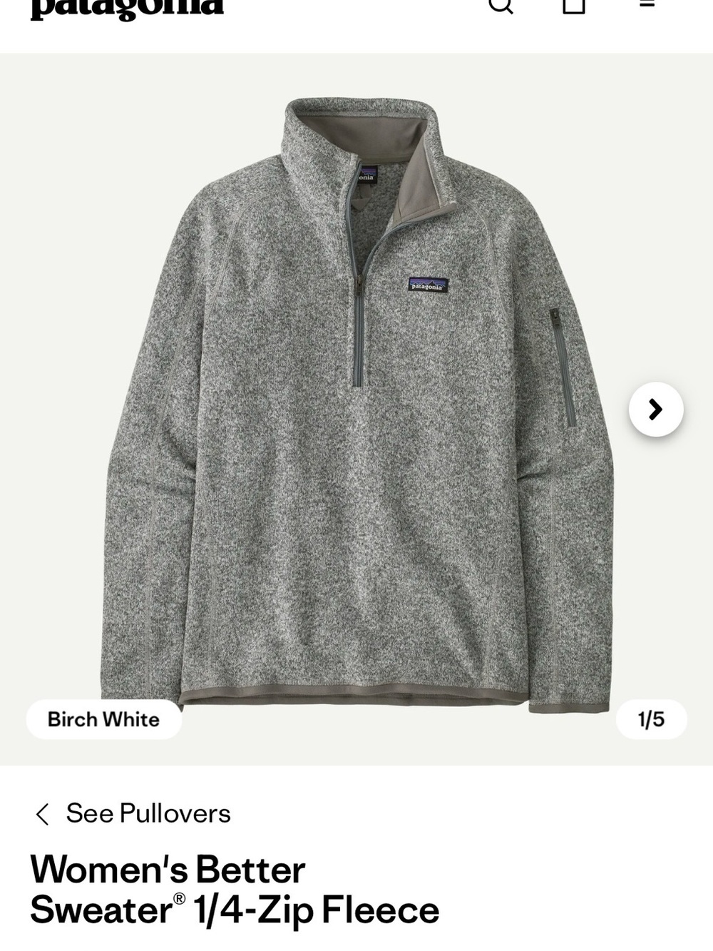 Patagonia Women’s 1/4-Zip Fleece Pullover - Birch White